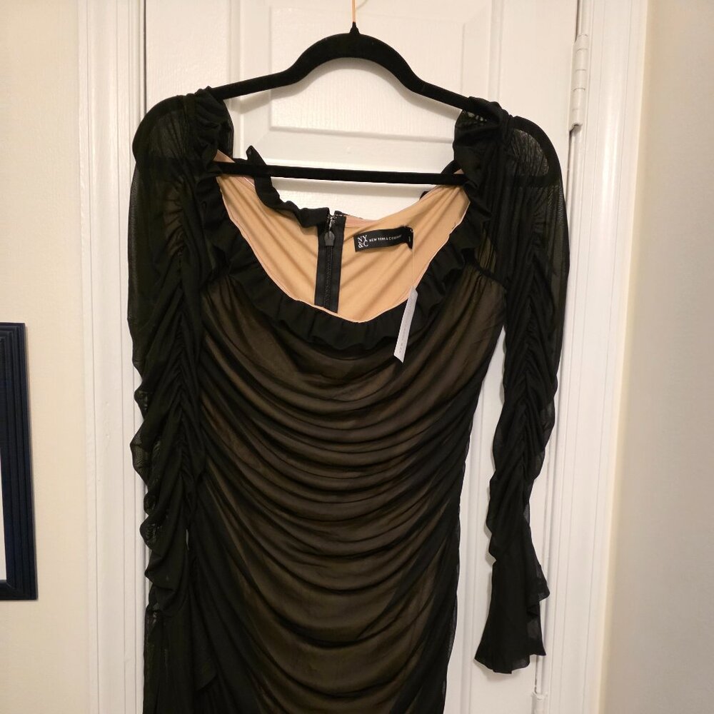 Sexy Black Ruched Dress